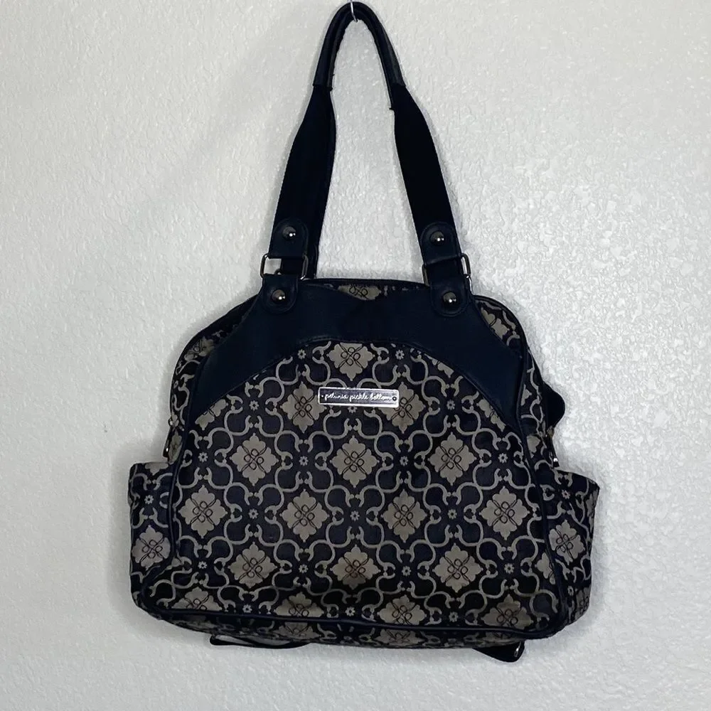 Petunia Pickle Bottom Black/Gray Printed Diaper Bag/Backpack OS